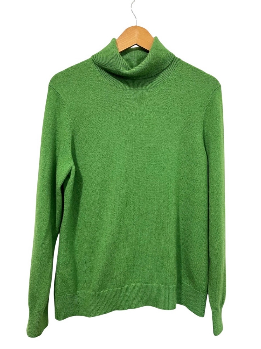 Lands' End Women’s 100% Cashmere Kelly Green Turtleneck Sweater